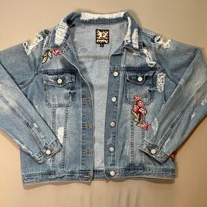 Unique patch papaya jean jacket